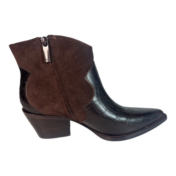 Ad & Daughters Brakov Woodchip Women Western Brown Booties 8M Leather Coc Embos - Picture 5 of 14